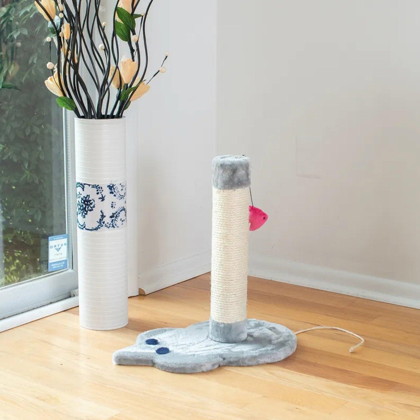 Armarkat Mouse Shape Cat Scratcher with Hanging Toys-3